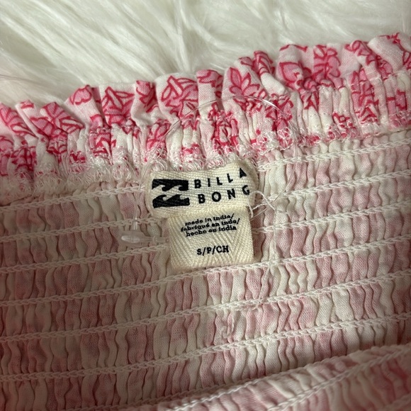Billabong Light Flaws Floral Eyes On You Ruffle Skirt Smocked Pink White Size S - Picture 3 of 12